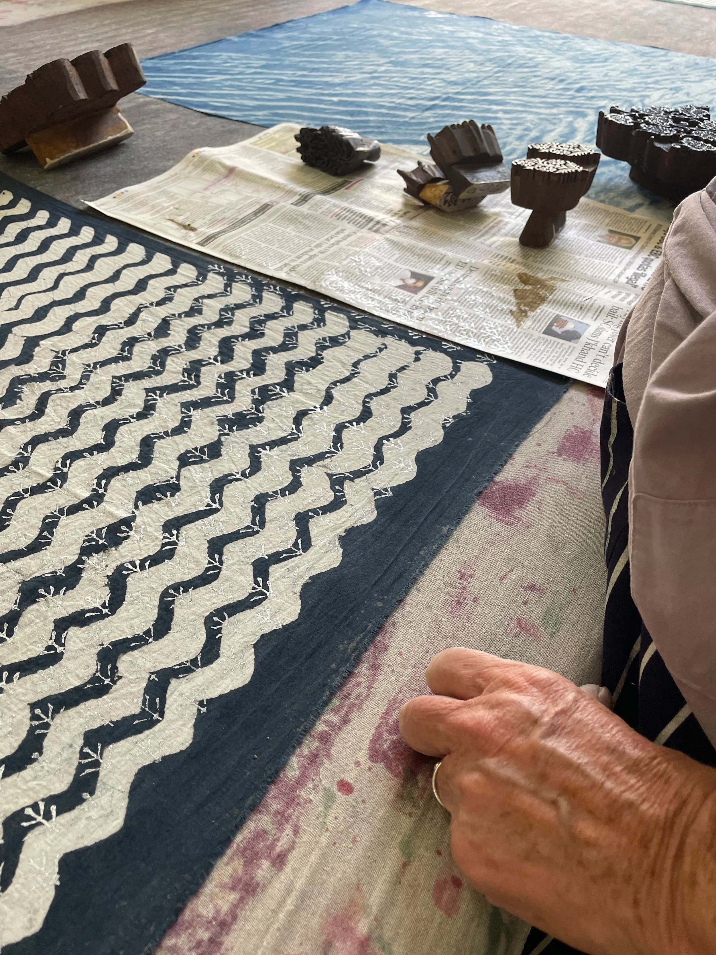 Block printing wave pattern