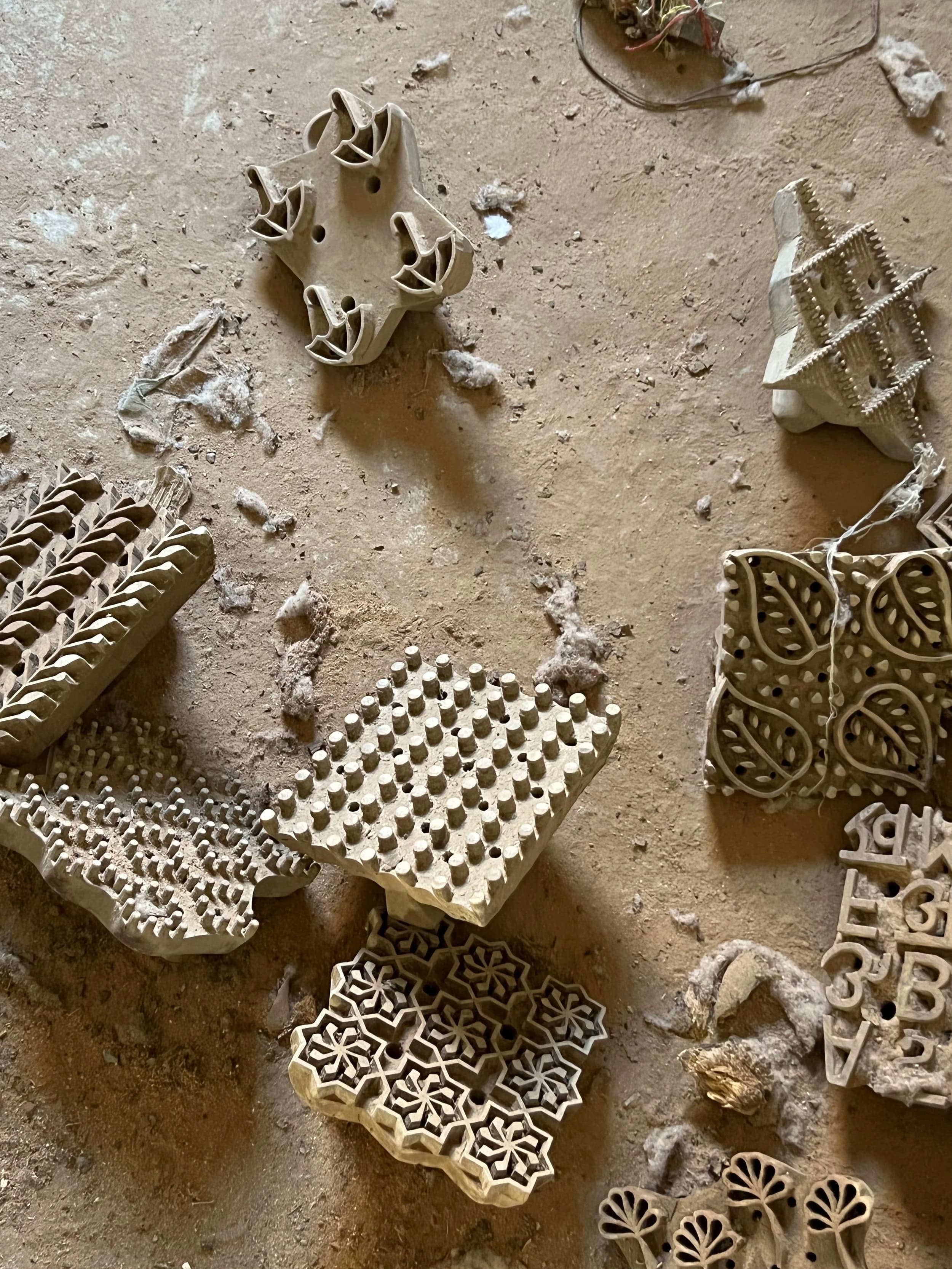 Carved wooden printing block detail