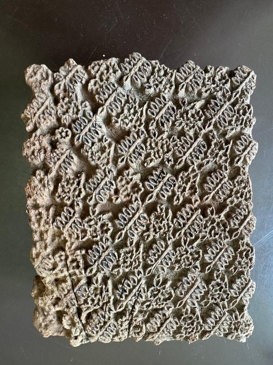 image of a block - florets with leafs - indo european influence (front)